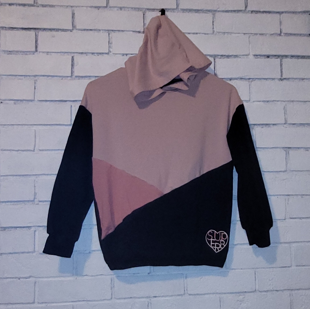 Color Block Hoodie - Black & Pink - Girls' Shein (Size 11-12Y)